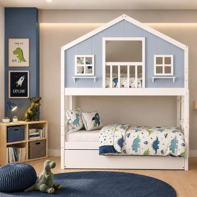 Treliche Infantil Casinha dos Sonhos Madeira Maciça Branco Azul Housin