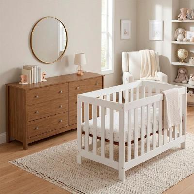 Quarto Bebê Berço BBI-56 e Cômoda DMD DM-221 6 Gavetas MDF 275CM Branco Ditália Móveis
