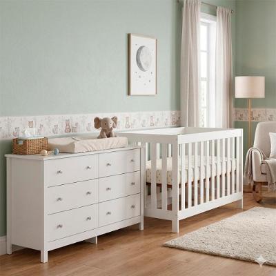 Quarto de Bebê Completo Berço BBI-56 e Cômoda DM-221 6 Gavetas MDF Branco Ditália Móveis
