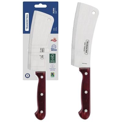 Cutelo Polywood 6 Polegadas Aço Inox Madeira Tratada Cabo Resistente Vermelho Tramontina