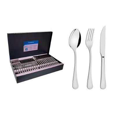 Faqueiro Zurique 72 Peças Aço Inox Alto Brilho para Mesa e Churrasco Tramontina