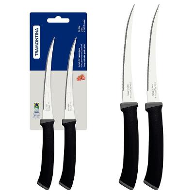 Conjunto de Facas para Tomate Felice Aço Inox Lâmina Microsserrilhada Cozinha Polipropileno Preto