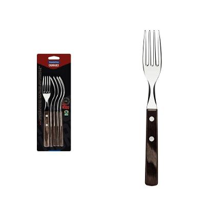Conjunto de Garfos para Churrasco Polywood Aço Inox Madeira Castanho 6 Peças Tramontina