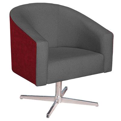 Poltrona Luiza Base Giratória De Metal Factor Vermelho E Linho Cor Cinza Escuro