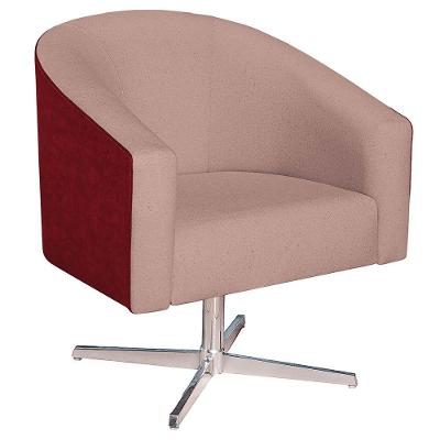 Poltrona Luiza Base Giratória De Metal Factor Vermelho E Linho Cor Rosê