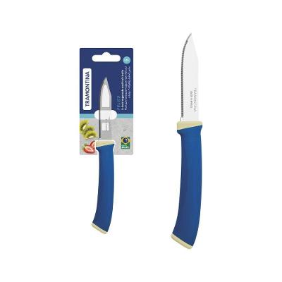 Faca para Legumes e Frutas Felice Aço Inox Fio Microsserrilhado Uso Cozinha Azul Tramontina