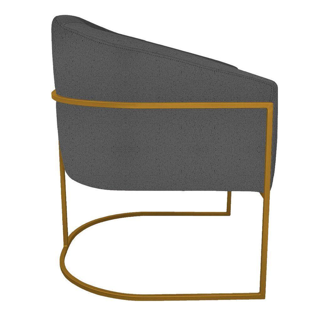 Poltrona Luiza Base De Ferro Dourado Linho Cor Cinza Escuro - 5