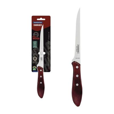 Faca para Desossar Polywood Lâmina Aço Inox Cabo Madeira Tratada Vermelho Tramontina 6