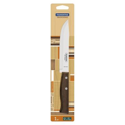 Faca para Cozinha Tradicional Aço Inox Cabo Madeira Natural Uso Doméstico Tramontina