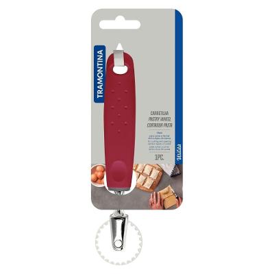 Carretilha para Massas e Pastéis Utilità Corte e Fechamento Zamak Cromado e Nylon Vermelho
