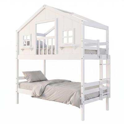 Cama Infantil Solteiro Casinha dos Sonhos com Varanda Madeira Maciça Branco Housin