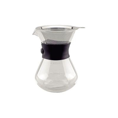 Cafeteira com Coador Inox Preparo de Café Filtrado Vidro Borosilicato Filtro Reutilizável 0,40L