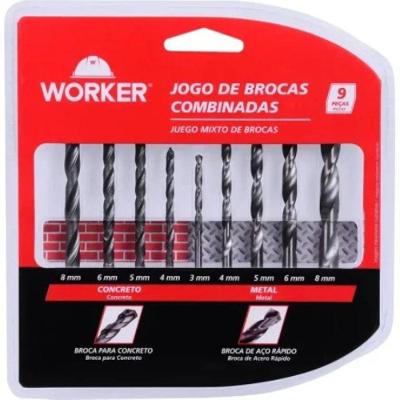 Jogo de Brocas 9 Peças 951307 para Metal e Concreto Worker