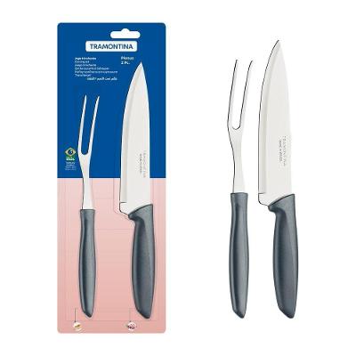 Jogo Trinchante Plenus Corte de Carnes Aço Inox Cabo Polipropileno Cinza Tramontina 2 Peças