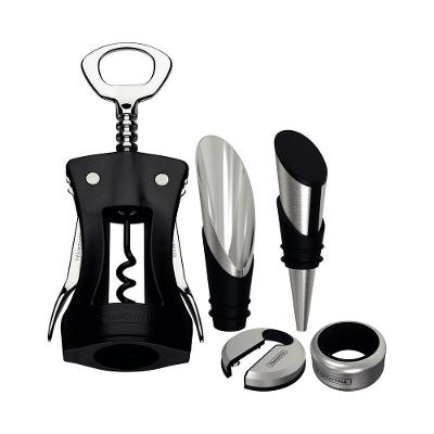 Jogo para Vinhos Harmoniza Servir Aço Inox e Polipropileno 5 Peças Preto Tramontina