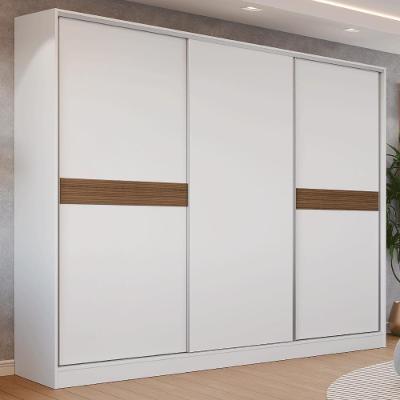 Guarda Roupa Casal Malta 3 Portas Correr 4 Gavetas 100% MDF Branco Madesa