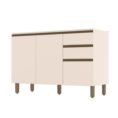 Gabinete de Cozinha para Pia Connect 3 Portas 2 Gavetas MDF Off White Móveis Henn