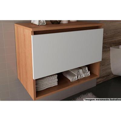 Gabinete de Banheiro Suspenso BN3606 1 Porta 60CM Amêndoa Branco Tecno Mobili