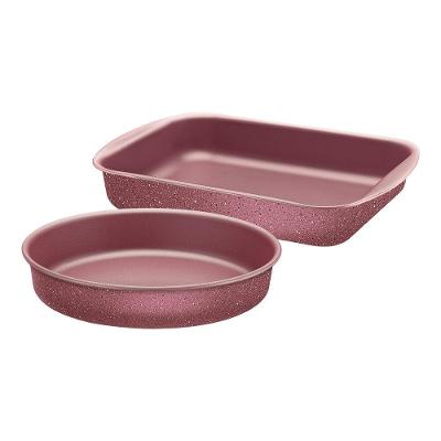 Jogo de Assadeiras Brasil Alumínio Antiaderente Starflon Max Cozinha Rosa Tramontina 02 Peças