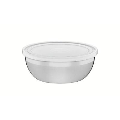 Pote Redondo para Alimentos Freezinox Armazenamento Aço Inoxidável Tampa Plástica Vedação 2,2L