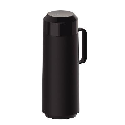 Garrafa Térmica Exata Conservação de Bebidas Plástico com Ampola de Vidro Tampa Rosqueável Preto