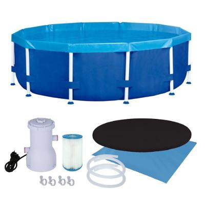 Piscina Estruturada Estrutural Redonda PVC Capa Forro Filtro 2200L 4500L Azul Mor