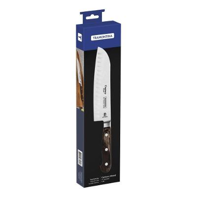 Faca Santoku Century Wood Corte Preciso Lâmina Aço Inox Especial Forjado Cabo Madeira Tratada