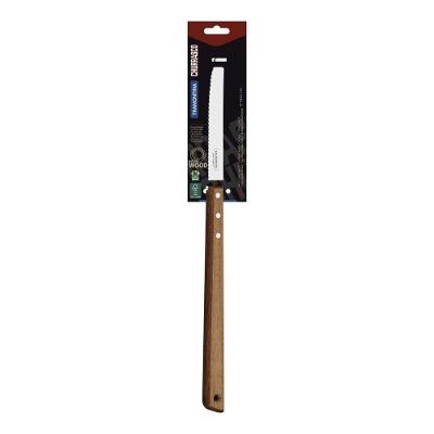 Faca Trinchante 8 Polegadas Aco Inox Cabo Madeira Natural Fio Serrilhado Servir Carnes Tramontina