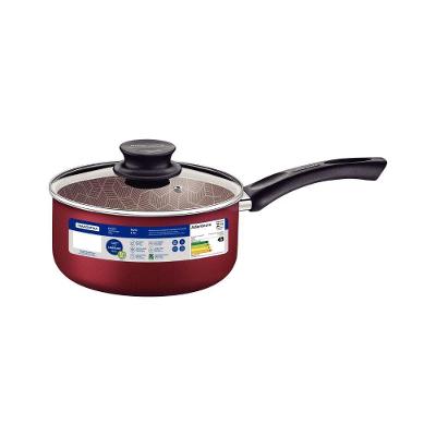 Panela Paris Antiaderente Starflon Max Alumínio com Tampa de Vidro Vermelho Tramontina 1,6L