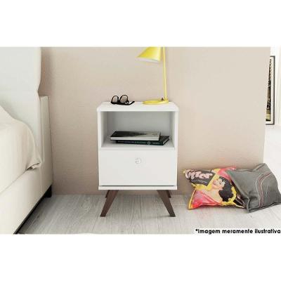 Mesa Cabeceira RT3019 1 Gaveta MDP Estilo Francês Branco Movelbento