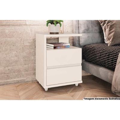 Mesa Cabeceira Campeche 2 Gavetas MDP Móveis Henn Off White