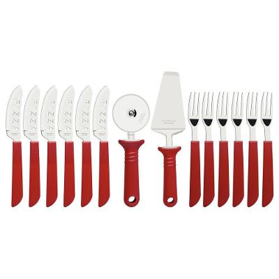 Kit Pizza 14 Peças Aço Inox Polipropileno Compatível Máquina Lavar Louças Vermelho Tramontina
