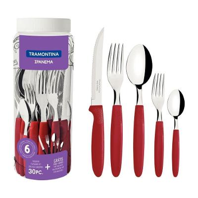 Faqueiro Ipanema 30 Peças Aço Inox com Cabos de Polipropileno Vermelho Tramontina