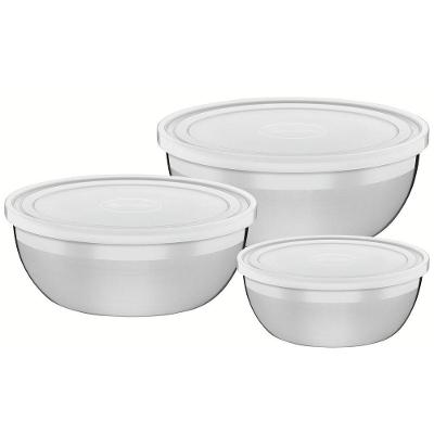 Jogo de Potes Freezinox Aço Inoxidável Tampa Plástica Cozinha Tramontina 3 Peças