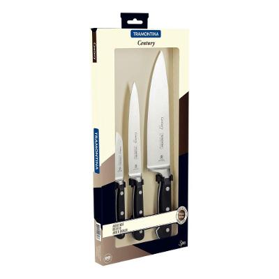 Jogo de Facas Century com Suporte Lâminas Aço Inox Cabos Policarbonato Fibra de Vidro Cozinha