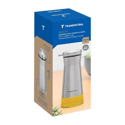 Galheteiro Realce para Temperar Vidro e Aço Inox Sistema Corta Gotas Uso Mesa Tramontina 0,25L