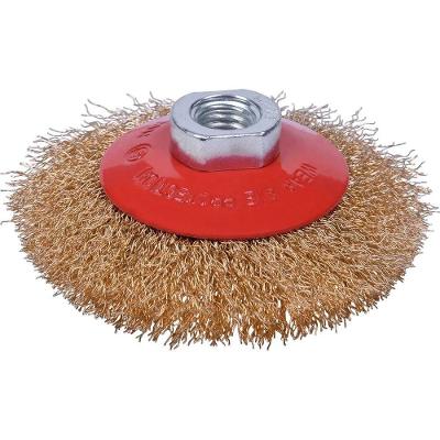 Escova Circular Cônica para Esmerilhadeira 4 Pol M14 Aço Latonado Worker