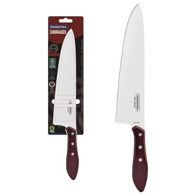 Faca para Carne Polywood Corte Churrasco Aço Inox Madeira Tratada Vermelho Tramontina 10 Polegadas