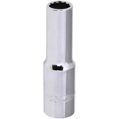 Soquete Estriado Longo 12mm Encaixe 1-2 para Reparos Automotivos em Locais de Dificil Acesso Worker