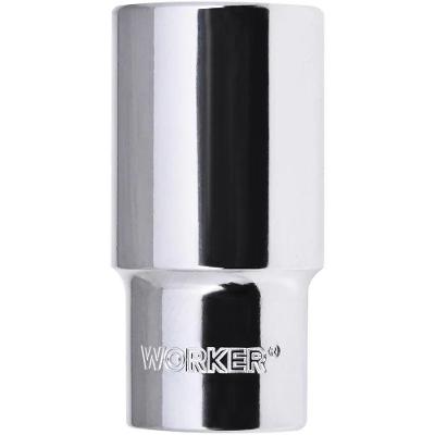 Soquete Estriado Longo 30mm 1-2 para Reparos Automotivos Aco Cromo Vanadio Worker