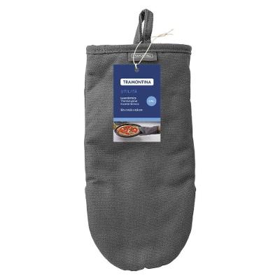 Luva Térmica de Cozinha Utilita Proteção Contra Calor Poliéster Silicone Antiderrapante Cinza