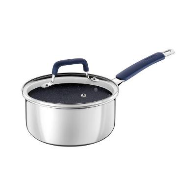 Panela Romagna Indução Aço Inox e Alumínio Revestimento Interno Cerâmico Black Stone 1,5L Tramontina