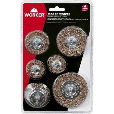 Jogo de Escovas 6 Peças Aço Carbono 0,3mm para Limpeza Worker 936448