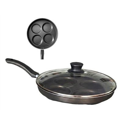 Frigideira Teflon 4 Ovos-hamburgueres Antiaderente Alumínio com Revestimento Premium 26CM Tampa