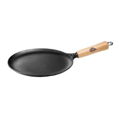 Frigideira Panquequeira CHEF Ferro Fundido sem Revestimento 24CM Cabo de Madeira Panela Mineira