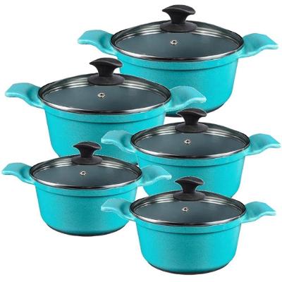 Jogo de Panelas AA Caçarola Alumínio Revestimento Cerâmica Azul 3,6L Javali