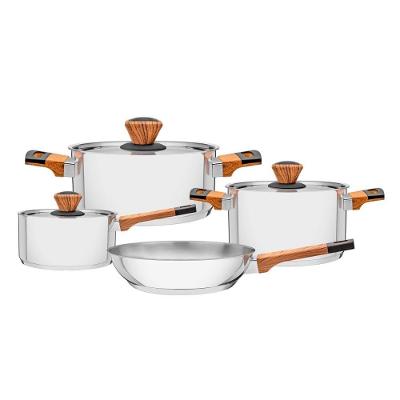 Jogo de Panelas Tramontina Brava Baquelite 4 Peças em Aço Inox com Fundo Triplo 3,6L