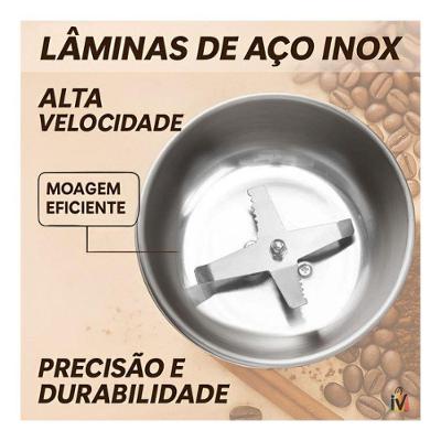 Moedor de Café Elétrico Inox com Lâminas em Aço Inox 200W 110V Inox