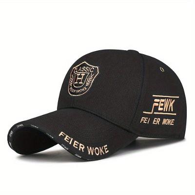 Boné Emaús Acessórios Fewk em Algodão Preto com Escudo Bordado e Ventilação Metálica Unissex