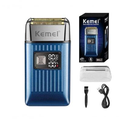 Barbeador Kemei 1112 para Acabamento Lâmina Aço Inoxidável Recarregável com Aparador Pop-up Preto